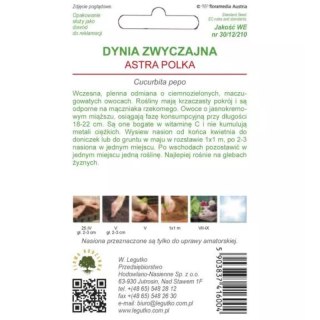 Dynia zwyczajna - cukinia Astra Polka - ciemnozielona, wczesna