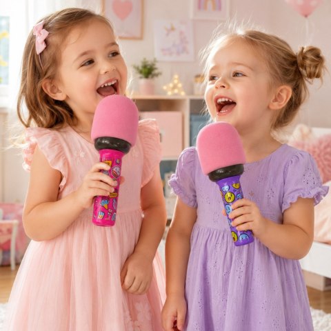 WOOPIE Bezprzewodowy Mikrofon Do Karaoke Z Głośnikiem BT LED Różowy