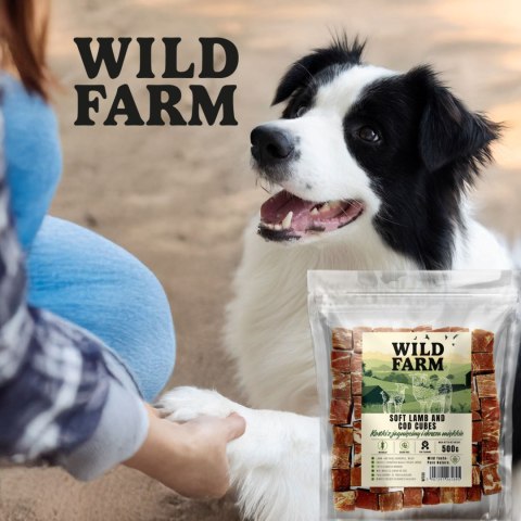 WILD FARM Kostki Z Jagnięciny I Dorsza Miękkie Przysmak Dla Psa 500G