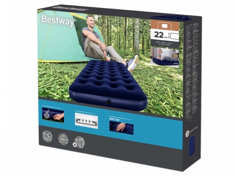 Bestway Dmuchany materac kempingowy 1-os. 150kg WELUROWY 188x99cm 67001