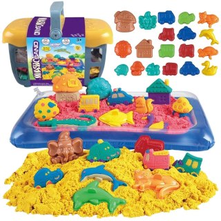 WOOPIE Piasek Kinetyczny 0,8 kg Zestaw w Koszyku z Foremkami + /