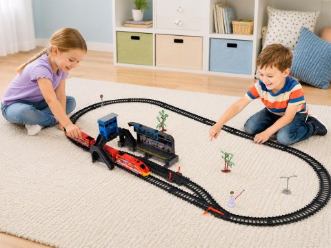 Elektryczna kolejka POCIĄG dla dzieci + Dworzec Perony Tory 300 cm RC0782