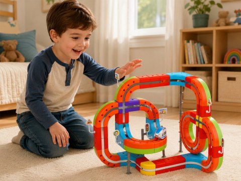 KLOCKI MAGNETYCZNE Tor magnetyczny dla pociągów - 135ele kolejka DIY ZA6330