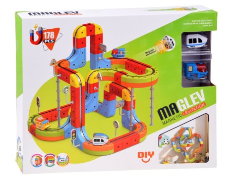 KLOCKI MAGNETYCZNE Tor magnetyczny dla pociągów - 178ele kolejka DIY ZA6331