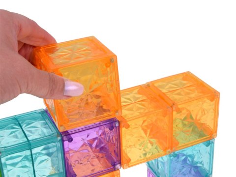 Klocki Magnetyczne Kostki Kolorowe Transparentne 42 Elementy ZA6354