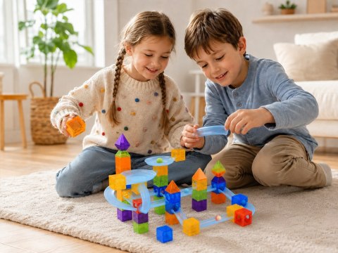 Klocki Magnetyczne Tor Kulkowy Kulodrom 75 Elementów Kulki ZA6315