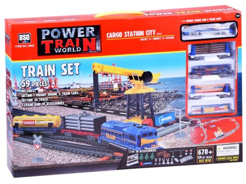 Kolejka Elektryczna Pociąg CARGO Stacja Dźwig 4 Wagony Tory 670 cm RC0779