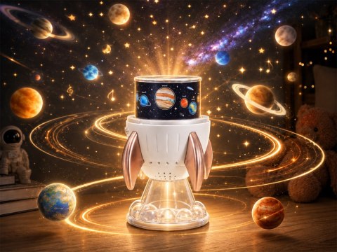 Projektor Rzutnik Gwiazd Kosmos Rakieta Lampka Nocna Bluetooth ZA6314