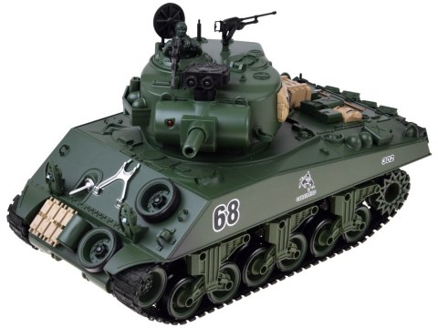 Czołg zdalnie sterowany Sherman M4A3 Strzela Dym Dźwięk Wieżyczka RC0769