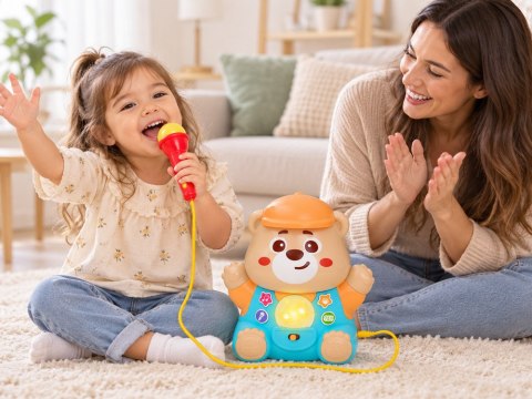 Interaktywny MIŚ KARAOKE + mikrofon Zabawka muzyczna dla malucha ZA6617