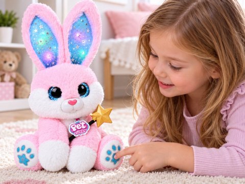 Interaktywny Różowy Królik Pluszowy 30 cm Tańczy Świeci Gra Różdżka ZA6329