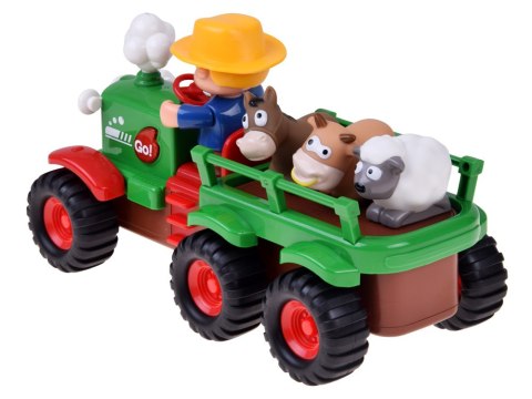Interaktywny Traktor z Przyczepą Zwierzętami Światło Dźwięk Rolnik ZA6309