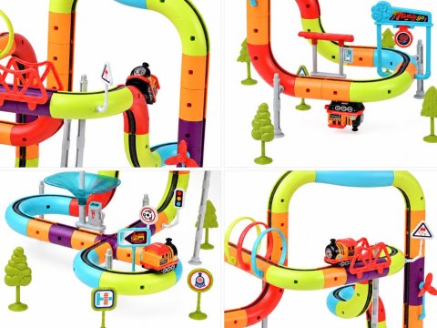 KLOCKI MAGNETYCZNE Tor magnetyczny dla pociągów - 114ele kolejka DIY ZA6578