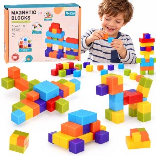 Klocki magnetyczne - KOLOROWE kostki konstrukcyjne BLOKI 96ele ZA6343