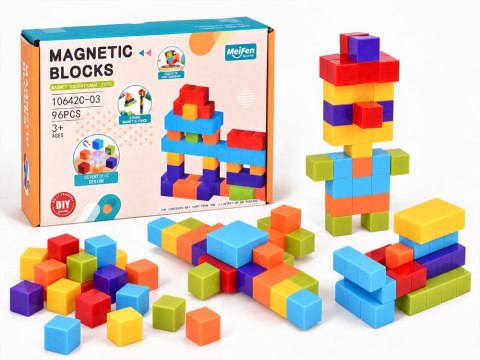 Klocki magnetyczne - KOLOROWE kostki konstrukcyjne BLOKI 96ele ZA6343