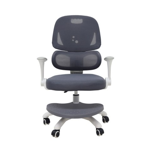 Krzesło do biurka dla dziecka fotel ergonomiczny obrotowy regulowany szary