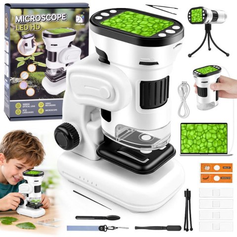 Mikroskop Cyfrowy dla Dzieci 1000x Ekran 2" Kamera LED Polskie Menu ES0031