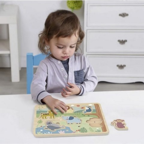 TOOKY TOY Drewniane Interaktywne Puzzle Zwierzątka