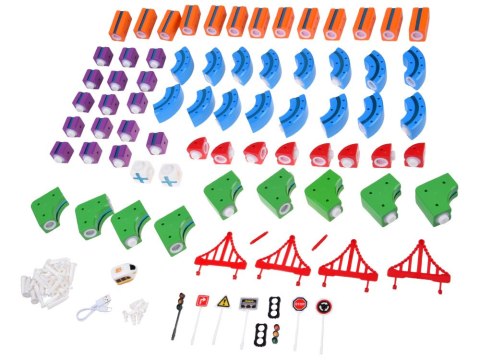 KLOCKI MAGNETYCZNE Tor magnetyczny dla pociągów - 114ele kolejka DIY ZA6281