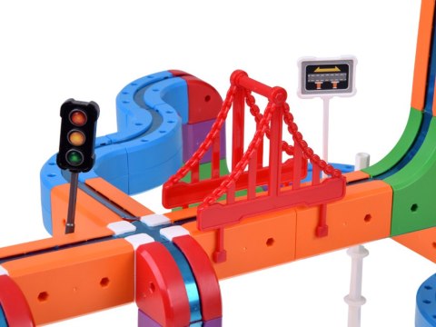 KLOCKI MAGNETYCZNE Tor magnetyczny dla pociągów - 114ele kolejka DIY ZA6281