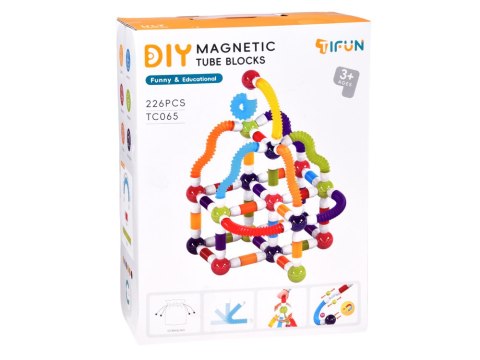 Klocki magnetyczne RURKI - elastyczny zestaw konstrukcyjny 226ele ZA6547