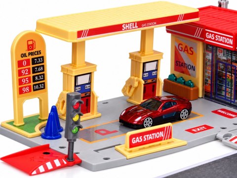 Zestaw Stacja Benzynowa + Sklep, Droga, Parking - 2 autka ZA6282