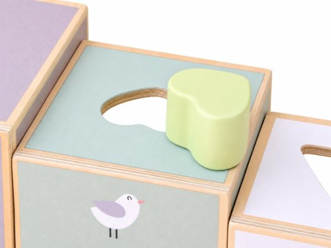 Drewniana piramida edukacyjna + sorter kształtów 2w1 Stonowany kolor ZA6484