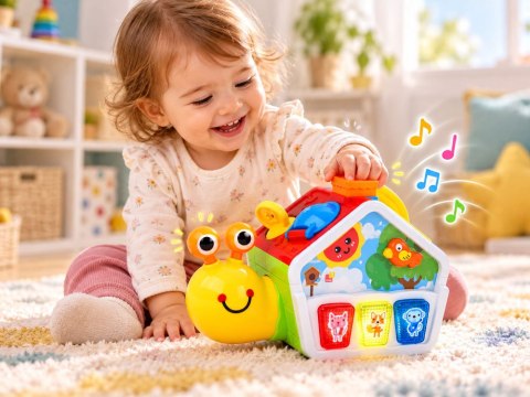 Kostka edukacyjna Tańczący ŚLIMAK DOMEK - muzyka, światło, sorter ZA6195