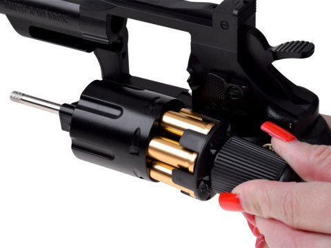 Pistolet REWOLWER - metalowy, automatyczny, zabawkowy + wymienne ele ZA6410