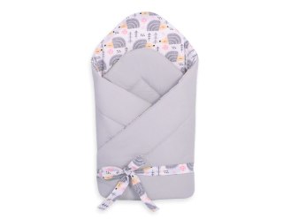 Rożek dla niemowląt z wiązaniem 2w1 usztywniany i miękki - jeżyki szare