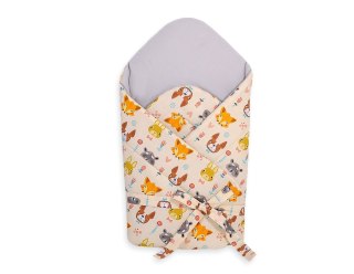 Rożek dla niemowląt z wiązaniem 2w1 usztywniany i miękki - zwierzątka kremowe