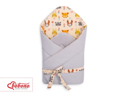 Rożek dla niemowląt z wiązaniem 2w1 usztywniany i miękki - zwierzątka kremowe