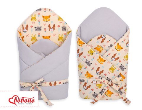 Rożek dla niemowląt z wiązaniem 2w1 usztywniany i miękki - zwierzątka kremowe