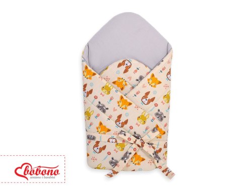 Rożek dla niemowląt z wiązaniem 2w1 usztywniany i miękki - zwierzątka kremowe