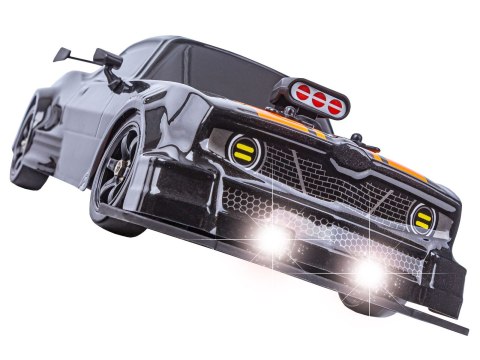 DUŻY Samochód Do Driftu Auto RC Drift 1:16 2,4 GHz PARA DYM Czarny Dodge 4WD LED