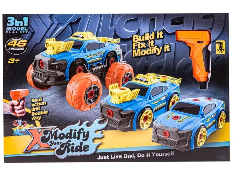 Sportowy, Terenowy Samochód do rozkręcania i skręcania 3w1 TUNING + Wkrętarka, Monster Truck