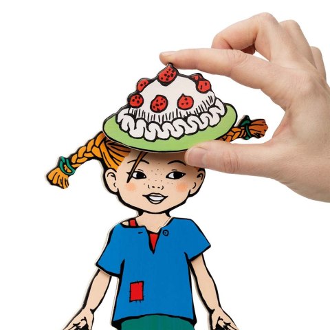 Drewniana lalka Pippi Langstrumpf zestaw przebieranie zabawka dla dzieci