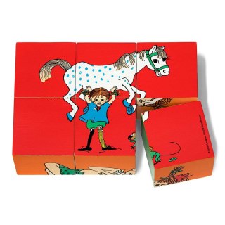 Drewniane klocki puzzle 2w1 Pippi Langstrumpf edukacyjna zabawka dla dzieci