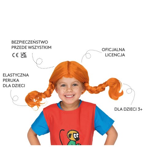 Peruka Pippi Langstrumpf kostium przebranie dla dzieci na bal przebierańców