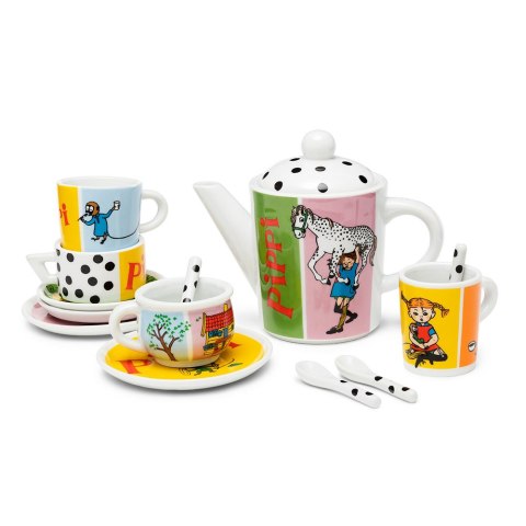 Porcelanowy zestaw do herbaty dla dzieci, Pippi Langstrumpf, naczynia kubki Porcelanowy zestaw do herbaty dla dzieci, Pippi Langstrumpf, naczynia kubki