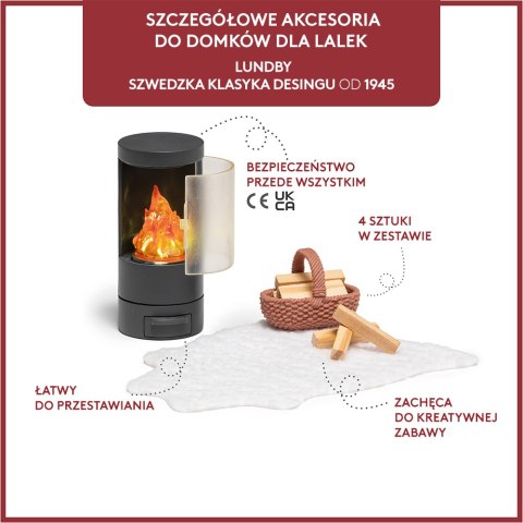 Wyposażenie domku dla lalek kominek zestaw, zabawka dla dzieci salon Lundby Wyposażenie domku dla lalek kominek zestaw, zabawka dla dzieci salon Lundby