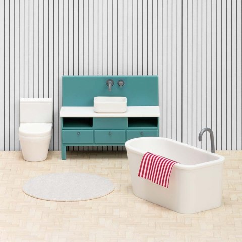 Zestaw mebli do łazienki do domku dla lalek basic, meble łazienkowe, Lundby Zestaw mebli do łazienki do domku dla lalek basic, meble łazienkowe, Lundby