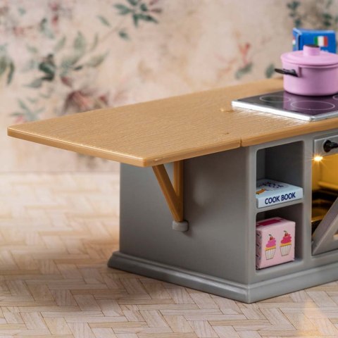 Zestaw mebli kuchennych do domku dla lalek, lodówka, kuchnia zabawka Lundby