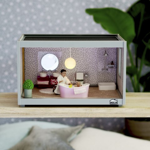 Zestaw prysznic do łazienki do domku dla lalek, meble łazienkowe, Lundby Zestaw prysznic do łazienki do domku dla lalek, meble łazienkowe, Lundby