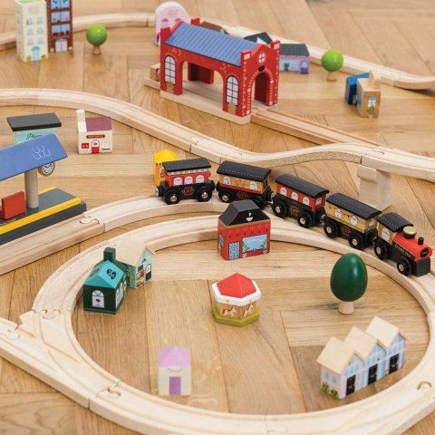 Drewniana kolejka Londyn 120 elementów, tory pociąg zabawka Le Toy Van Drewniana kolejka Londyn 120 elementów, tory pociąg zabawka Le Toy Van