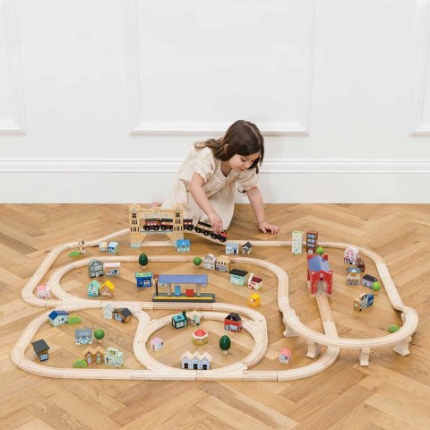 Drewniana kolejka Londyn 120 elementów, tory pociąg zabawka Le Toy Van Drewniana kolejka Londyn 120 elementów, tory pociąg zabawka Le Toy Van