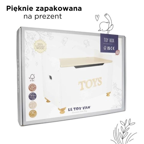 Drewniana skrzynia na zabawki dla dzieci, przechowywanie zabawek Le Toy Van