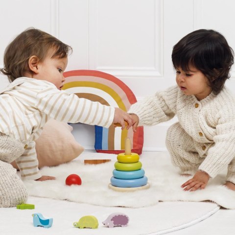 Drewniana układanka zabawka edukacyjna, piramida dla dzieci, Le Toy Van