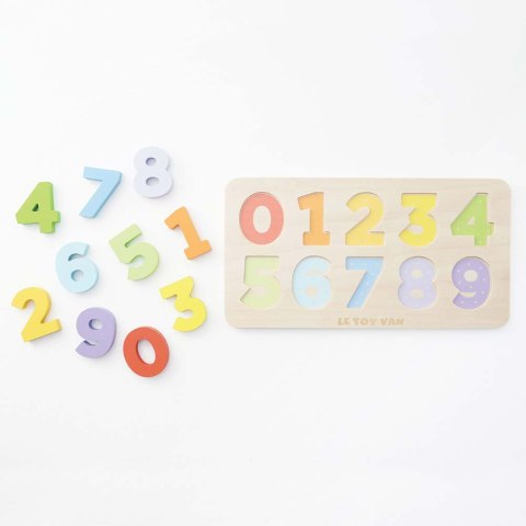 Drewniane cyferki zabawka edukacyjna dla dzieci sorter kształtów Le Toy Van