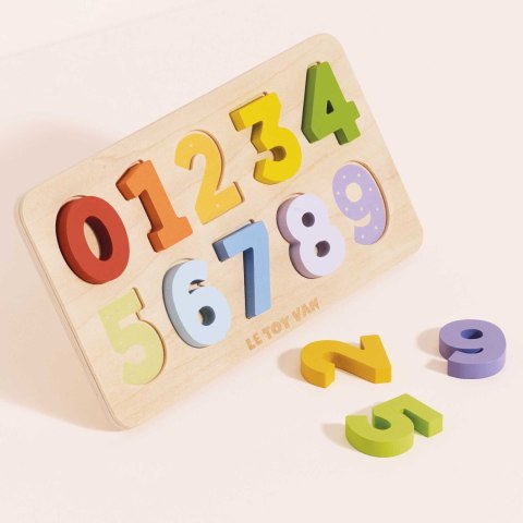 Drewniane cyferki zabawka edukacyjna dla dzieci sorter kształtów Le Toy Van